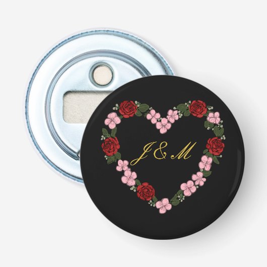 Magnetisch schwarz mit rosa und rotem Kern Flaschenöffner (Vorderseite)