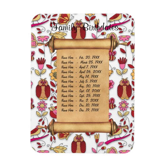 Magnetische Geburtstagsfamilien - Erinnerung indiv Magnet (Vertikal)