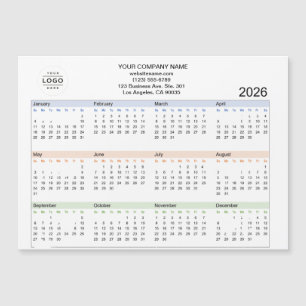 Magnetische Kalender-Karte für 2026 mit dem Logo e Magnetkarte