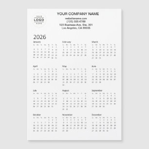 Magnetische Kalender-Karte für 2026 mit dem Logo e Magnetkarte