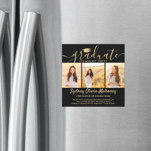 Magnetische Schwarzgold-Abschlussfoto-Ankündigung Magneteinladung