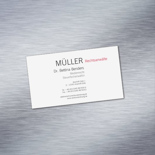 Magnetische Visitenkarten für Betreuer Magnetische Visitenkarte (Beispiel)