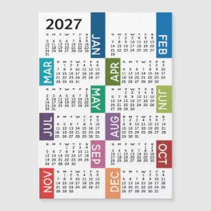 Magnetischer Kalender - 12 Monate funky bunte Mona Magnetkarte