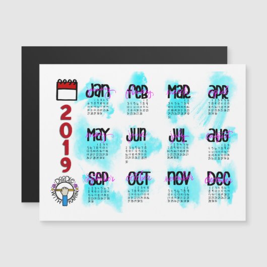 Magnetischer Kalender 2019 Magnetkarte (Vorne/Hinten)