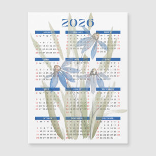 Magnetischer Kalender 2026 - Blaue Milchfarben Magnetkarte