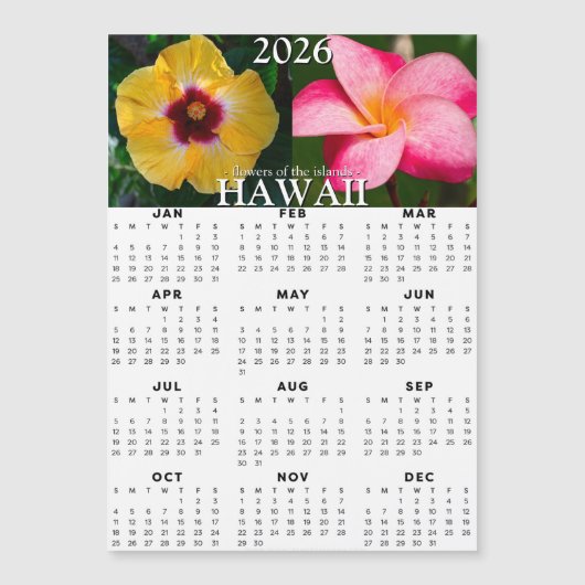 Magnetischer Kalender 2026 Hawaii-Blume Magnetkarte (Vorderseite)