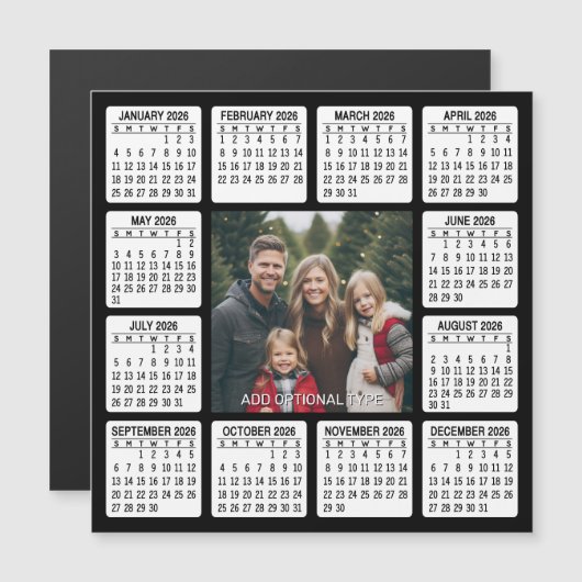 Magnetischer Kalender Quadrat mit Foto Magnetkarte (Vorne/Hinten)
