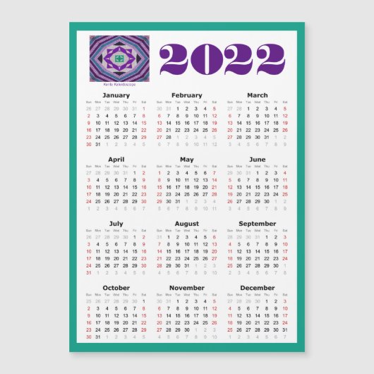Magnetkalender 2022 mit Kente Kaleidoskop Magnetkarte (Vorderseite)