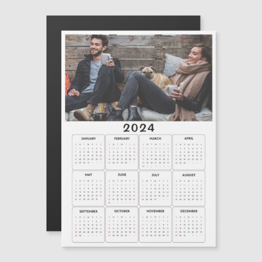 Magnetkalender 2024 - Kundenspezifisches Foto Magnetkarte (Vorne/Hinten)