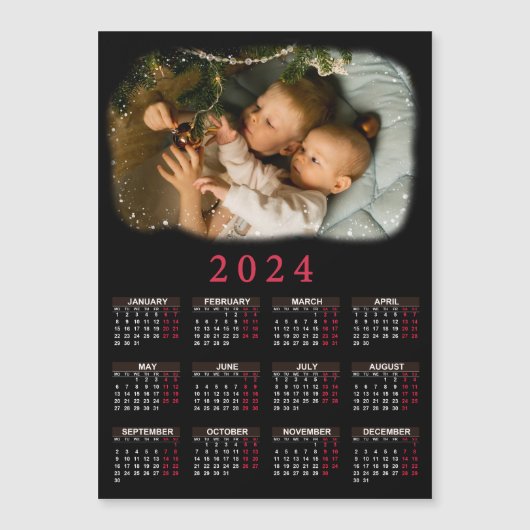 Magnetkalender 2024 mit Fotos von Kindern Magnetkarte (Vorderseite)