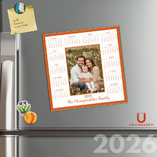 Magnetkalender für 2026 Foto aus gebranntem Orange Magnetkarte