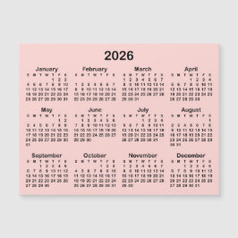 Magnetkalender Minimalistisch Blush and Black 2026 Magnetkarte
