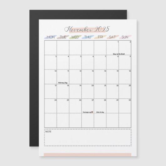 Magnetkalender November 2025 Magnetkarte (Vorne/Hinten)