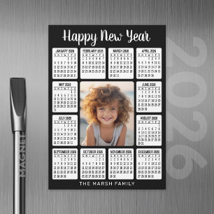Magnetkalender Vertikales Foto - HNY schwarz Magnetkarte