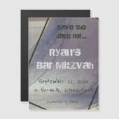 Magnetkarte auf der Skateboard Save the Date (Vorne/Hinten)