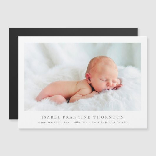 Magnetkarte für eine einfache Foto-Geburtsmeldung (Vorne/Hinten)