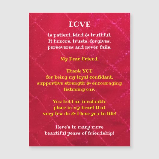 Magnetkarte für Liebe und Freundschaft (Vorderseite)