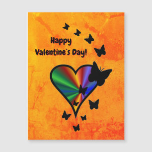 Magnetkarte für Regenbogen Herz und Schmetterling