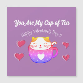 Magnetkarte mit einer Katze in einer Teetasse