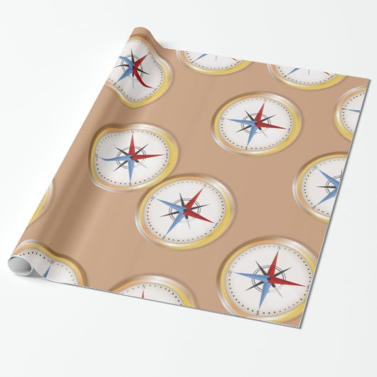 Magnetkompass-Muster Geschenkpapier (Ungerollt)