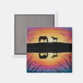 Magnetquadrat für Mare und Fohlen-Sunrise Magnet (Vorderseite/Rückseite)