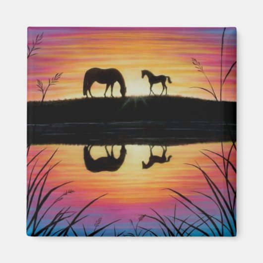 Magnetquadrat für Mare und Fohlen-Sunrise Magnet (Vorne)