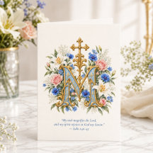 Magnificat Jungfrau Maria Blaues Blumenmuster Kath