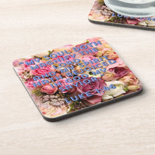 Magnificat Luke 1:46 Getränkeuntersetzer (Linke Seite)