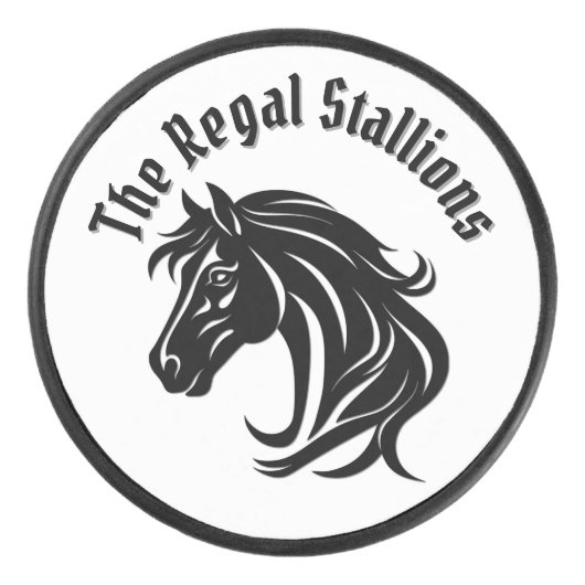 Magnificent Black Horse Head Add Title Eishockey Puck (Vorderseite)