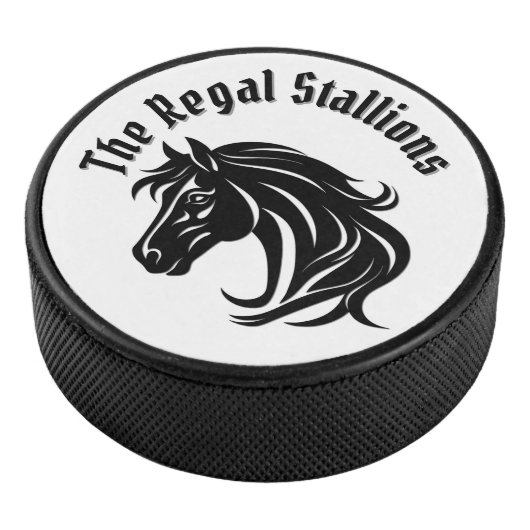 Magnificent Black Horse Head Add Title Eishockey Puck (3/4)