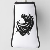 Magnificent Black Horse Head Golf Headcover (Rotieren 90)