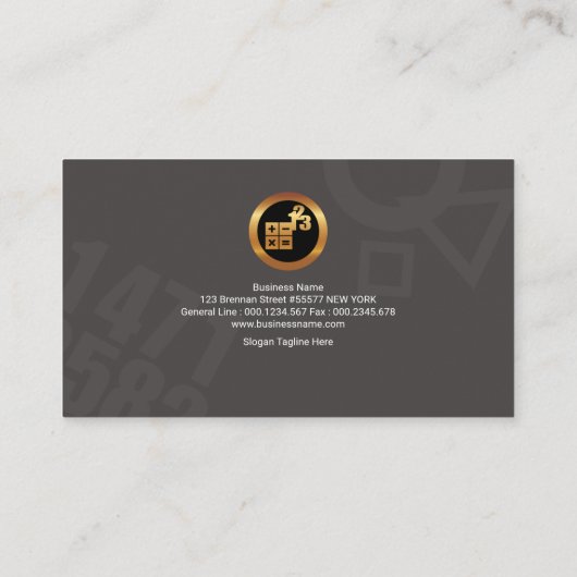 Magnificent Gold Math Icon Symbole Math Tutor Visitenkarte (Rückseite)