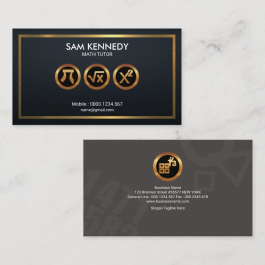 Magnificent Gold Math Icon Symbole Math Tutor Visitenkarte (Vorne/Hinten)