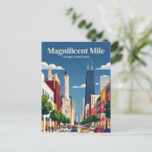 Magnificent Mile Illinois Postkarte (Stehend Vorderseite)