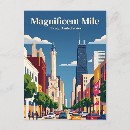 Magnificent Mile Illinois Postkarte (Vorderseite)