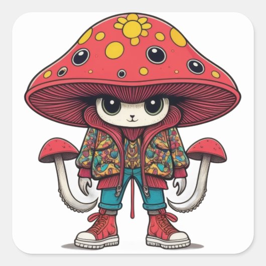 Magnificent Mushroom Minion Quadratischer Aufkleber (Vorderseite)