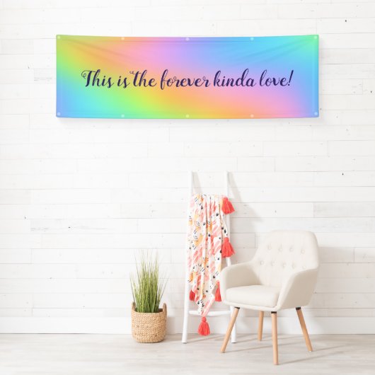 Magnificent Pastel Rainbow Wedding "Forever Love" Banner (Insitu)