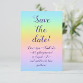 Magnificent Pastel Rainbow Wedding Save The Date (Stehend Vorderseite)