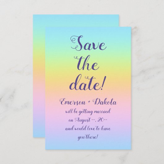 Magnificent Pastel Rainbow Wedding Save The Date (Vorne/Hinten)