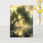 Magnificent weeping willow by a pond, sympathy karte (Gelbe Blume)