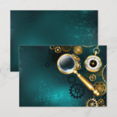 Magnifier in Steampunk Style Einladung (Vorne/Hinten)