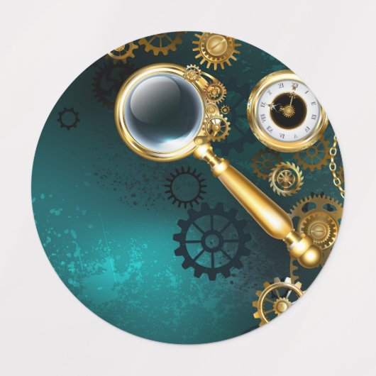 Magnifier in Steampunk Style Etiketten (Design 1)