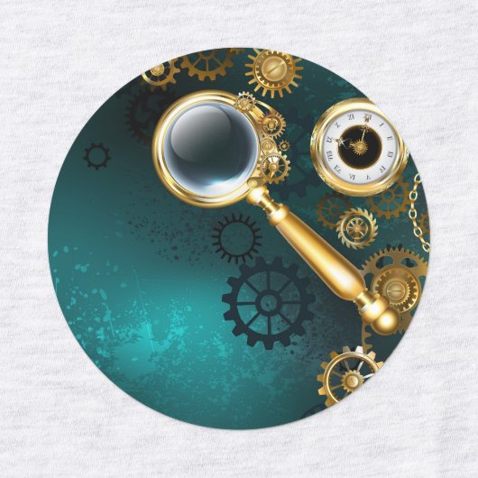 Magnifier in Steampunk Style Etiketten (Design 1)
