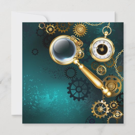 Magnifier in Steampunk Style Feiertagskarte (Vorderseite)