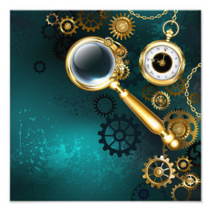 Magnifier in Steampunk Style Fotodruck