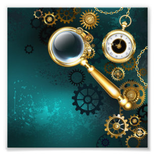 Magnifier in Steampunk Style Fotodruck