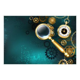 Magnifier in Steampunk Style Fotodruck