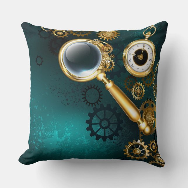 Magnifier in Steampunk Style Kissen (Vorderseite)
