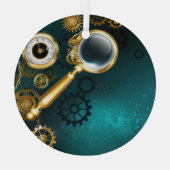 Magnifier in Steampunk Style Ornament Aus Glas (Rückseite)