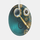 Magnifier in Steampunk Style Ornament Aus Glas (Vorderseite links)